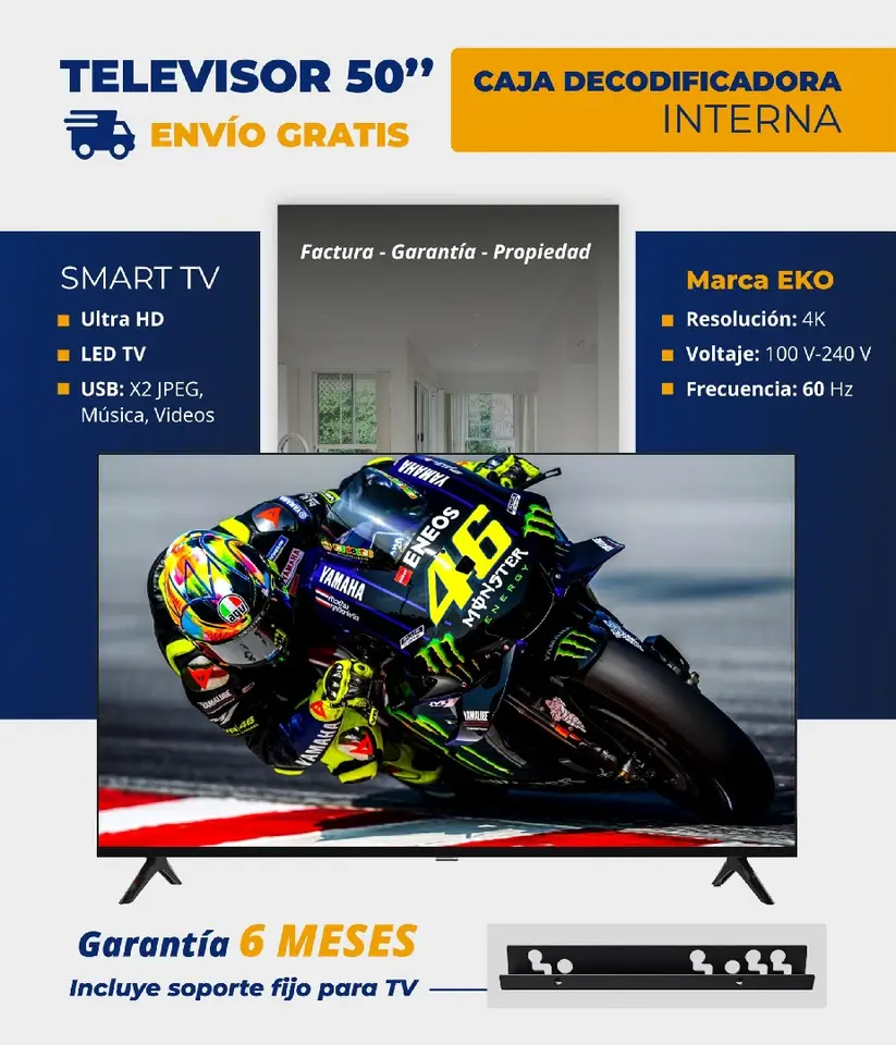 Televisor De 50" Smart Tv Híbrido