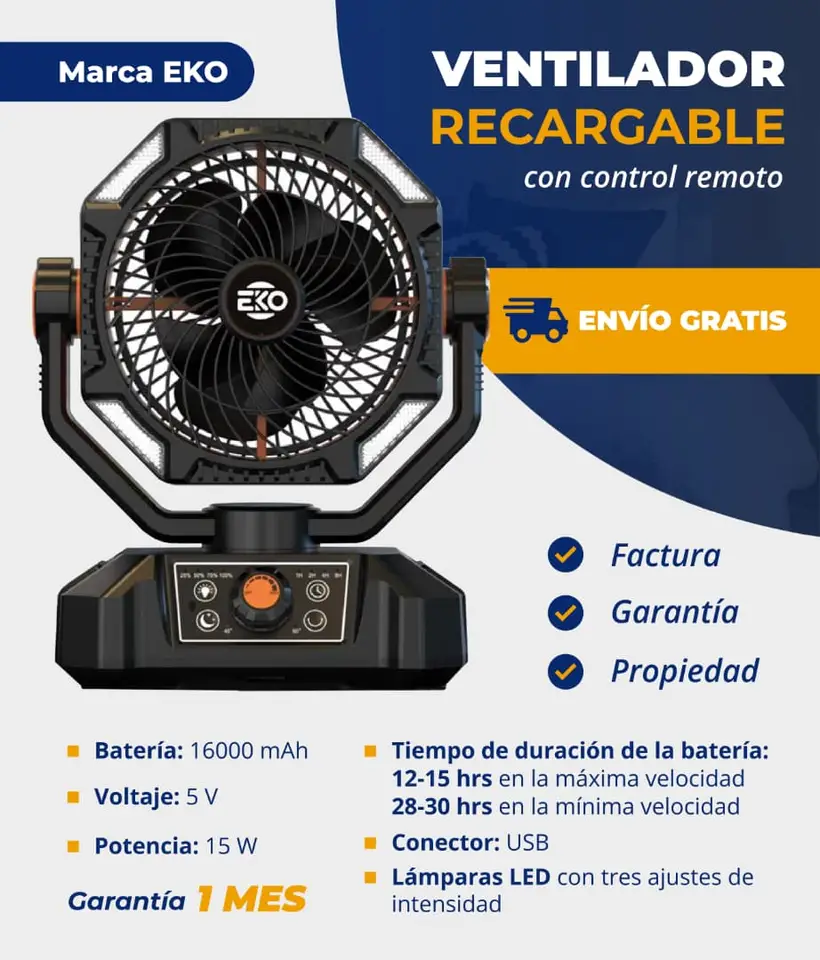 Ventilador Recargable 16000 Mah