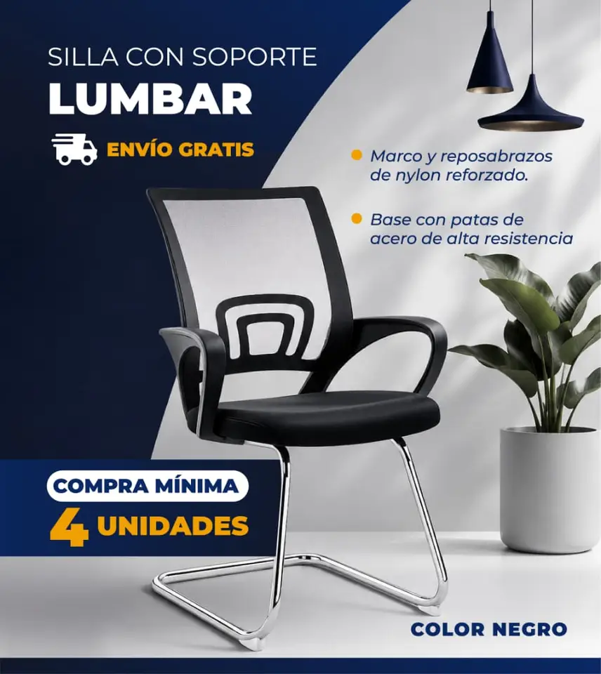Silla C/ Soporte Lumbar Negra