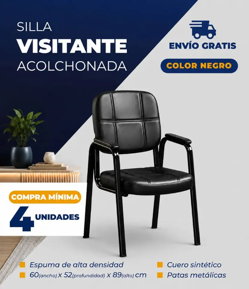 Silla Visitante Acolchonada Negra